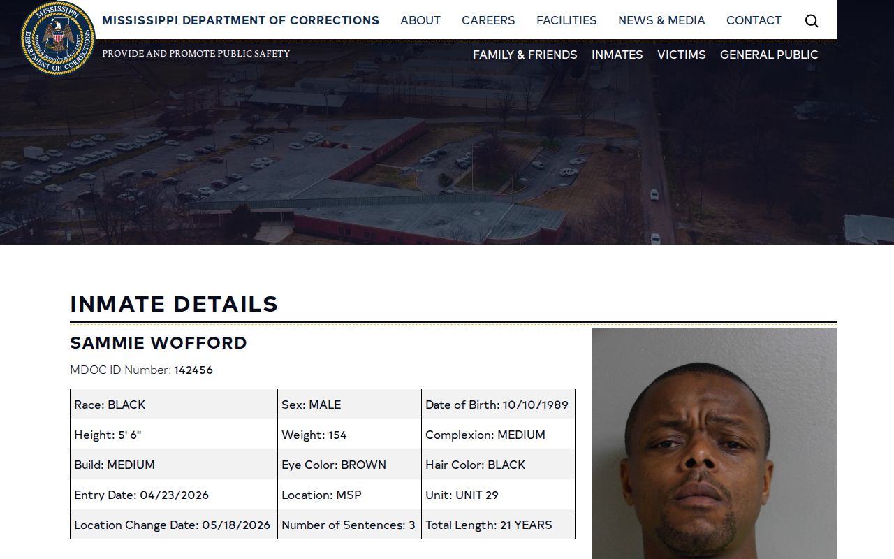 MDOC offender photograph source for an Itawamba County release record